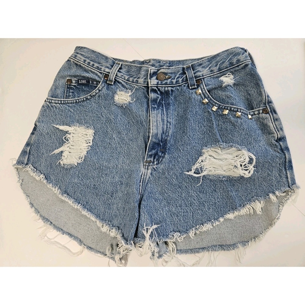 Lee Jeans Distressed With Studs Vintage Womens Shorts Size 12P/28 Inch Waist